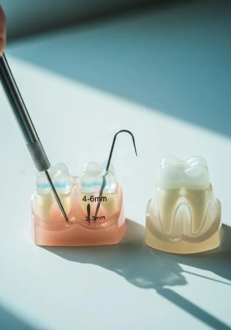 Periodontal probe measuring deep gum pockets