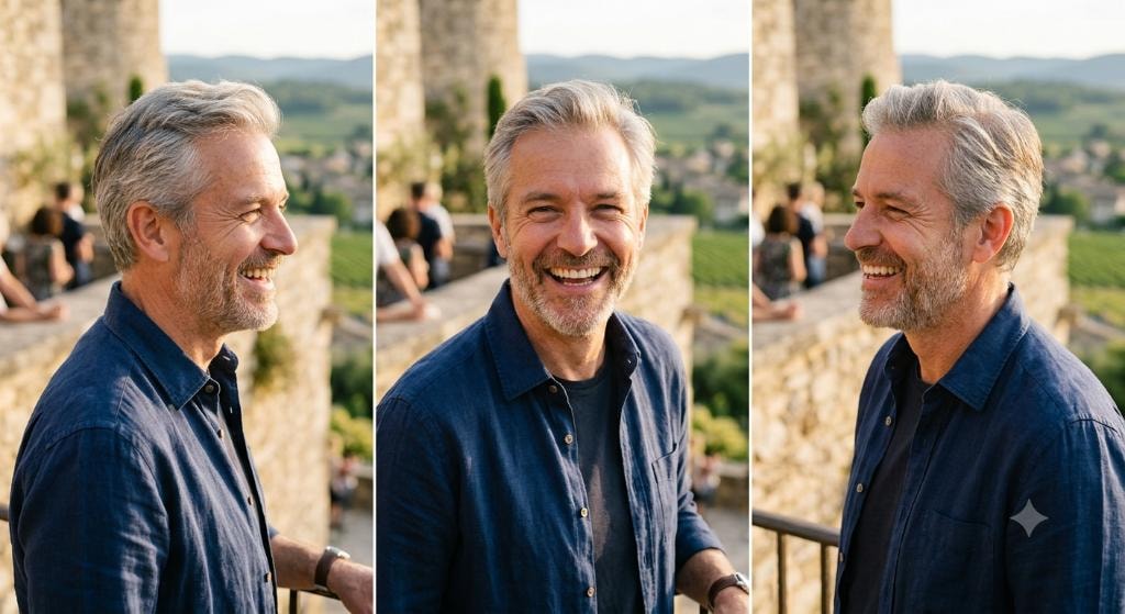 Patient with a radiant smile after full-arch dental implant restoration