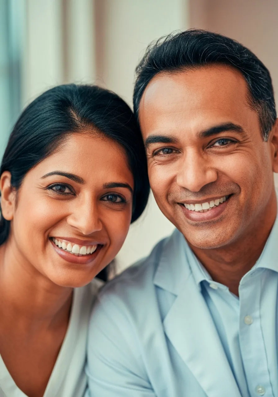 Happy couple after implant treatment