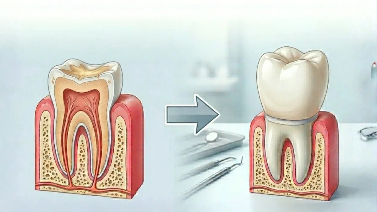 Worn-down teeth — from grinding,