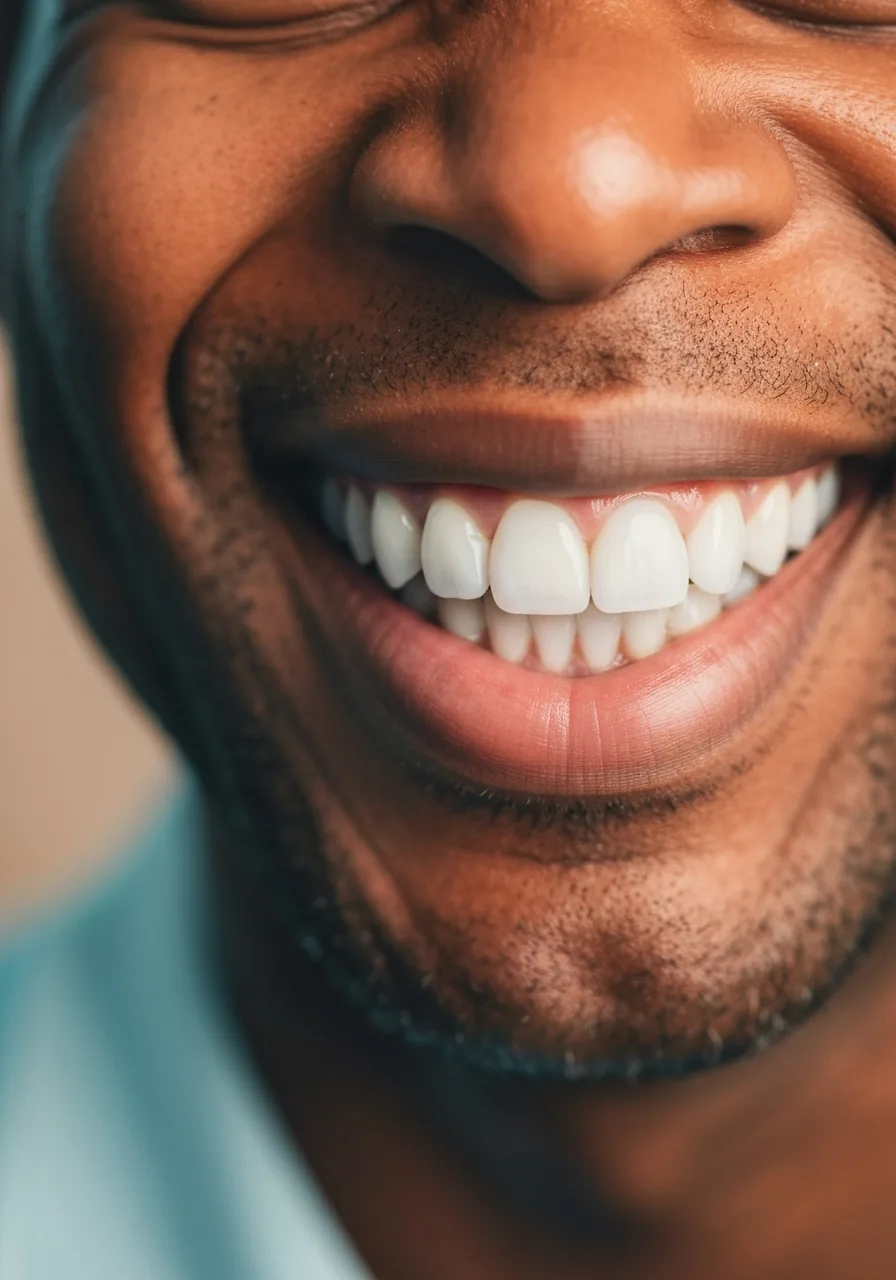Close-up of a natural-looking smile after dental implants