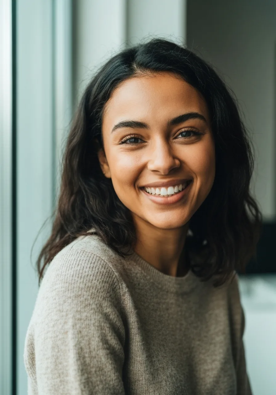 Patient glowing after smile makeover